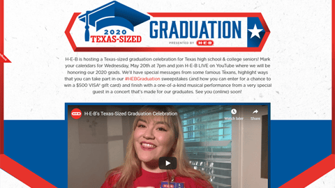 H-E-B 'Texas-Sized Graduation' Web Page